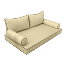 STYLE 2 - Mattress & Pillow Bolster Cushion for Outdoor Indoor Daybed Porch Swing Bed Contrast Pipe Crib Size AD103 | COVERS ONLY |