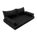 STYLE 2 - Mattress & Pillow Bolster Cushion for Outdoor Indoor Daybed Porch Swing Bed Contrast Pipe Crib Size AD109 | COVERS ONLY |