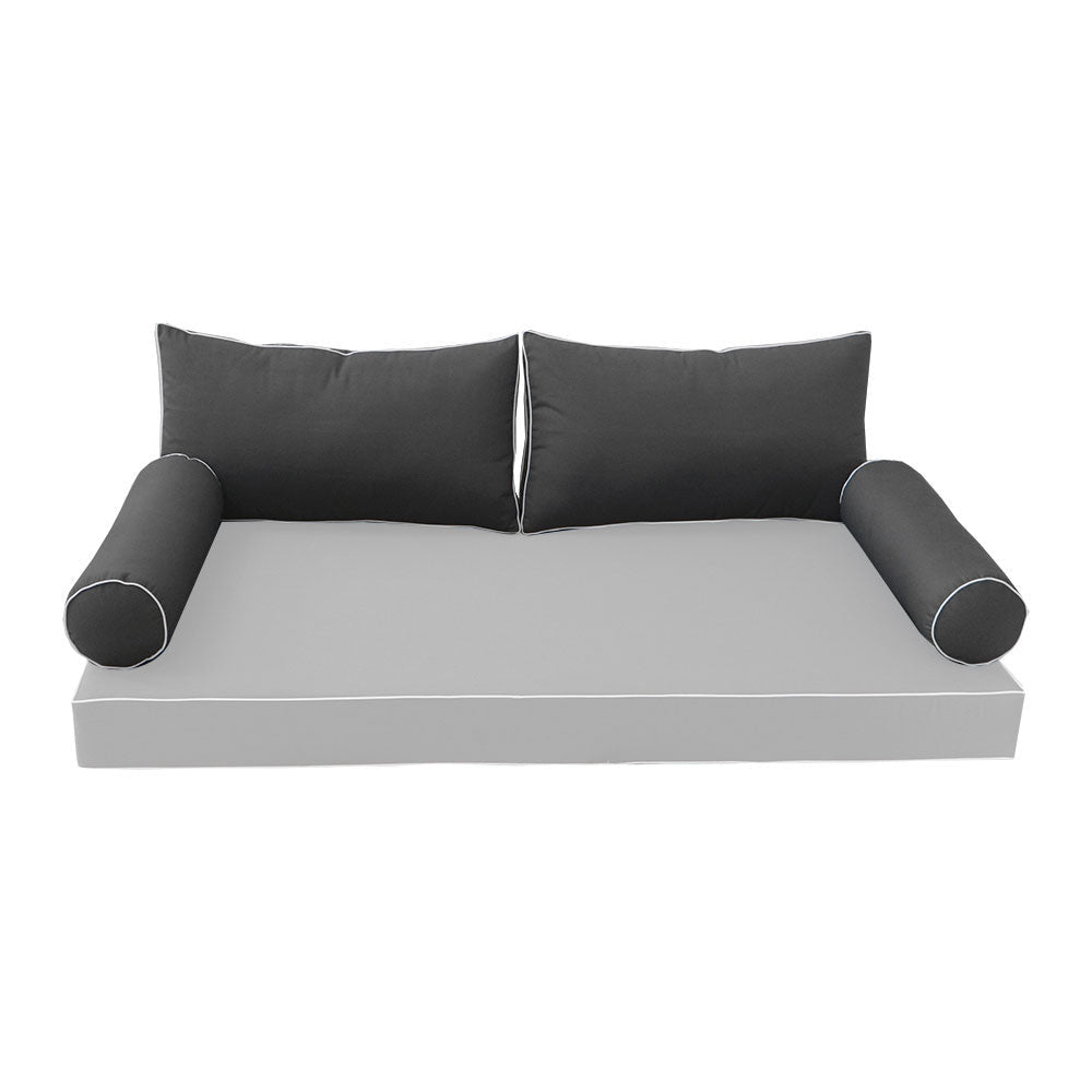 Modern outdoor daybed cushion set with two bolsters and two pillows, ideal for patio, porch, or indoor lounge spaces. — cover only