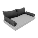 Elegant cushion and bolster set featuring refined craftsmanship and knife-edge detailing, designed for versatile indoor and outdoor comfort.