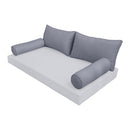 STYLE 2 Pillow & Bolster Cushion for Outdoor Indoor Daybed Porch Swing Bed Full Size Piped Trim AD001 | COVERS ONLY |