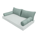 STYLE 2 Pillow & Bolster Cushion for Outdoor Indoor Daybed Porch Swing Bed Full Size Piped Trim AD002 | COVERS ONLY |
