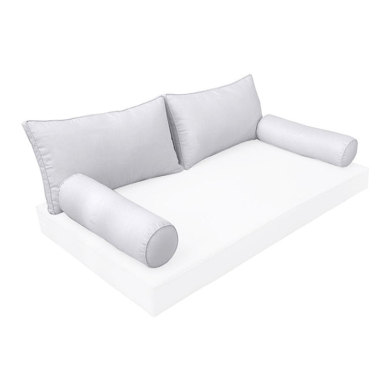 STYLE 2 Pillow & Bolster Cushion for Outdoor Indoor Daybed Porch Swing Bed Full Size Piped Trim AD105 | COVERS ONLY |