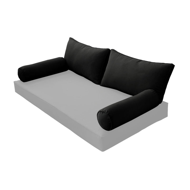 STYLE 2 Pillow & Bolster Cushion for Outdoor Indoor Daybed Porch Swing Bed Full Size Piped Trim AD109 | COVERS ONLY |