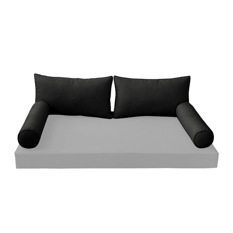 STYLE 2 Pillow & Bolster Cushion for Outdoor Indoor Daybed Porch Swing Bed Full Size Piped Trim AD109 | COVERS ONLY |