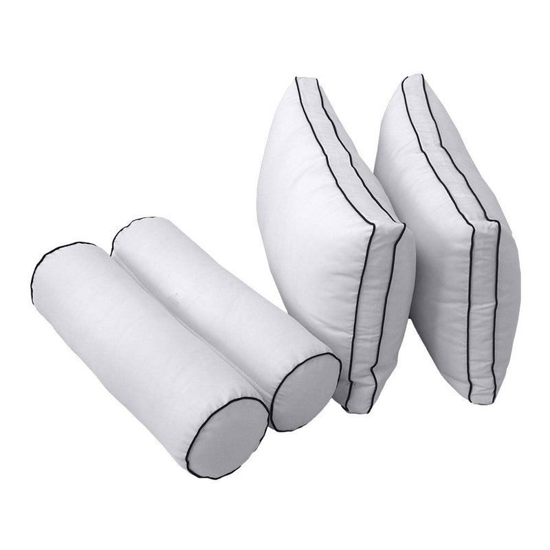 STYLE 2 - Mattress & Pillow Bolster Cushion for Outdoor Indoor Daybed Porch Swing Bed Contrast Pipe Full Size AD105 | COVERS ONLY |