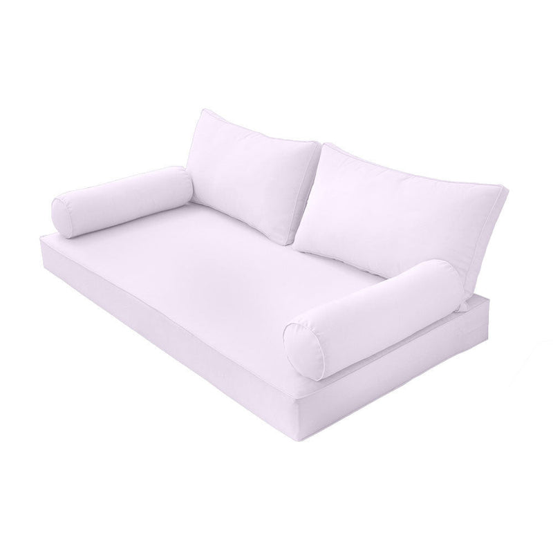 STYLE 2 - Mattress & Pillow Bolster Cushion for Outdoor Indoor Daybed Porch Swing Bed Piped Trim Full Size AD107 | COVERS ONLY |