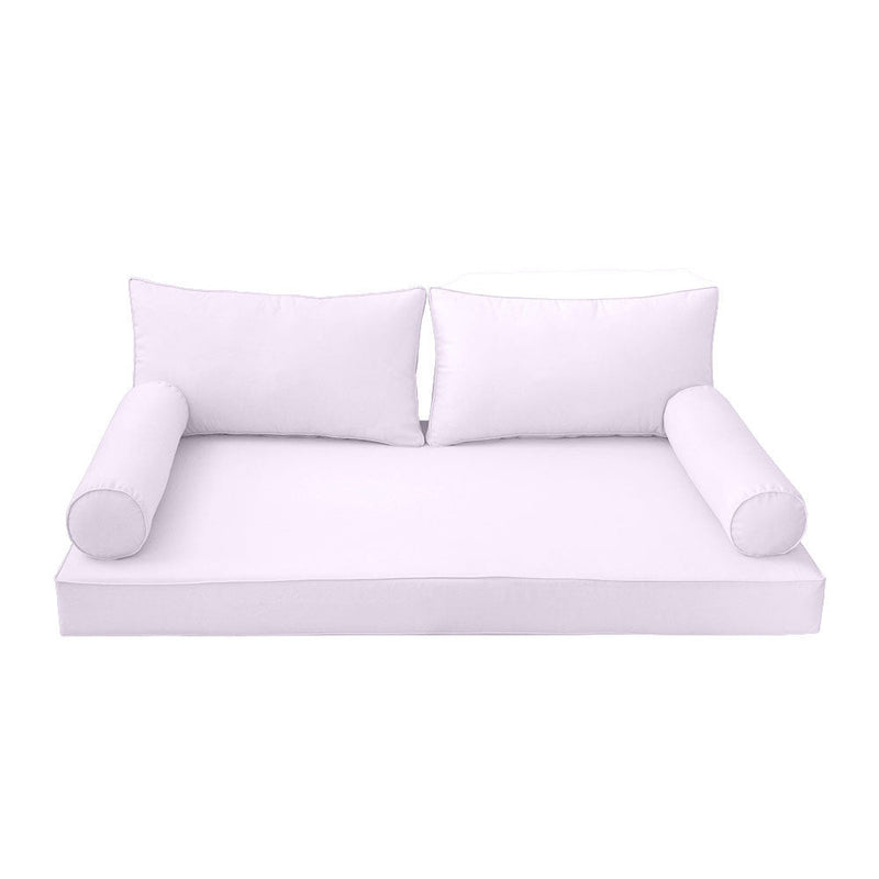 STYLE 2 - Mattress & Pillow Bolster Cushion for Outdoor Indoor Daybed Porch Swing Bed Piped Trim Full Size AD107 | COVERS ONLY |