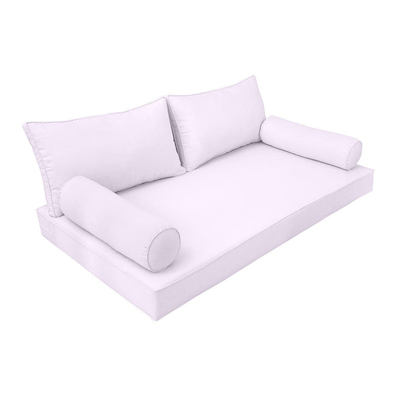 STYLE 2 - Mattress & Pillow Bolster Cushion for Outdoor Indoor Daybed Porch Swing Bed Piped Trim Full Size AD107 | COVERS ONLY |