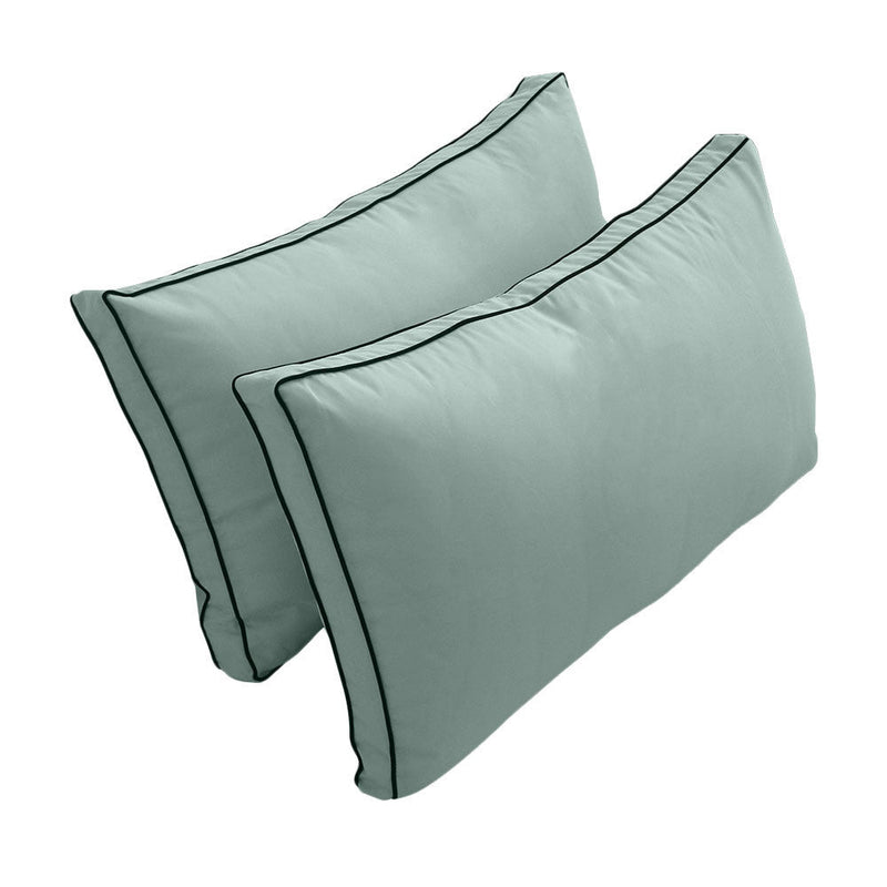 STYLE 2 Pillow & Bolster Cushion for Outdoor Indoor Daybed Porch Swing Bed Queen Size Contrast Trim AD002 | COVERS ONLY |