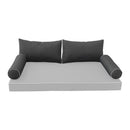 STYLE 2 Pillow & Bolster Cushion for Outdoor Indoor Daybed Porch Swing Bed Queen Size Contrast Trim AD003 | COVERS ONLY |