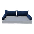 STYLE 2 Pillow & Bolster Cushion for Outdoor Indoor Daybed Porch Swing Bed Queen Size Contrast Trim AD101 | COVERS ONLY |