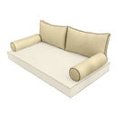 STYLE 2 Pillow & Bolster Cushion for Outdoor Indoor Daybed Porch Swing Bed Queen Size Contrast Trim AD103 | COVERS ONLY |