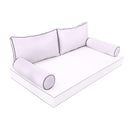 STYLE 2 Pillow & Bolster Cushion for Outdoor Indoor Daybed Porch Swing Bed Queen Size Contrast Trim AD107 | COVERS ONLY |