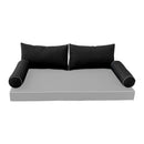 STYLE 2 Pillow & Bolster Cushion for Outdoor Indoor Daybed Porch Swing Bed Queen Size Contrast Trim AD109 | COVERS ONLY |