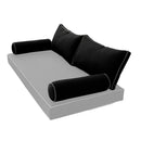 STYLE 2 Pillow & Bolster Cushion for Outdoor Indoor Daybed Porch Swing Bed Queen Size Contrast Trim AD109 | COVERS ONLY |