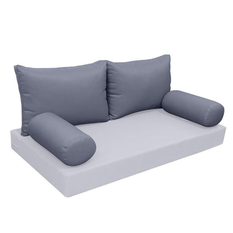 STYLE 2 Pillow & Bolster Cushion for Outdoor Indoor Daybed Porch Swing Bed Queen Size Knife Edge AD001 | COVERS ONLY |