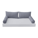 STYLE 2 Pillow & Bolster Cushion for Outdoor Indoor Daybed Porch Swing Bed Queen Size Piped Trim AD001 | COVERS ONLY |