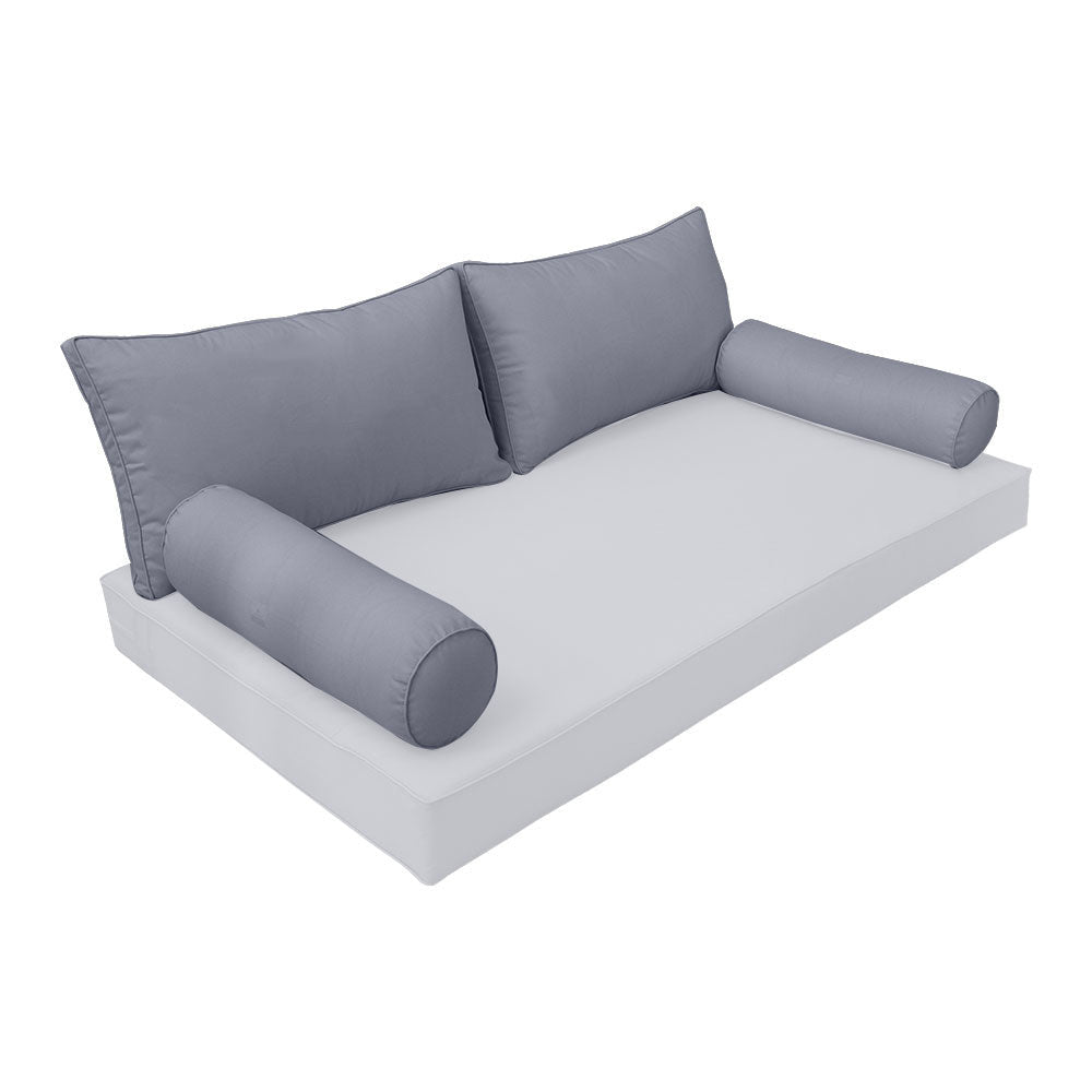 STYLE 2 Pillow & Bolster Cushion for Outdoor Indoor Daybed Porch Swing Bed Queen Size Piped Trim AD001 | COVERS ONLY |
