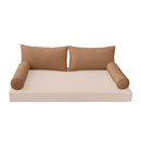 STYLE 2 Pillow & Bolster Cushion for Outdoor Indoor Daybed Porch Swing Bed Queen Size Piped Trim AD104 | COVERS ONLY |