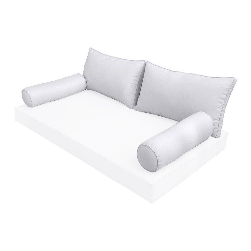 STYLE 2 Pillow & Bolster Cushion for Outdoor Indoor Daybed Porch Swing Bed Queen Size Piped Trim AD105 | COVERS ONLY |