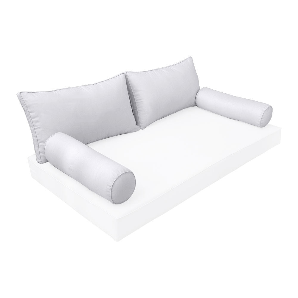 STYLE 2 Pillow & Bolster Cushion for Outdoor Indoor Daybed Porch Swing Bed Queen Size Piped Trim AD105 | COVERS ONLY |