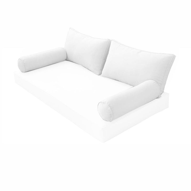 STYLE 2 Pillow & Bolster Cushion for Outdoor Indoor Daybed Porch Swing Bed Queen Size Piped Trim AD106 | COVERS ONLY |