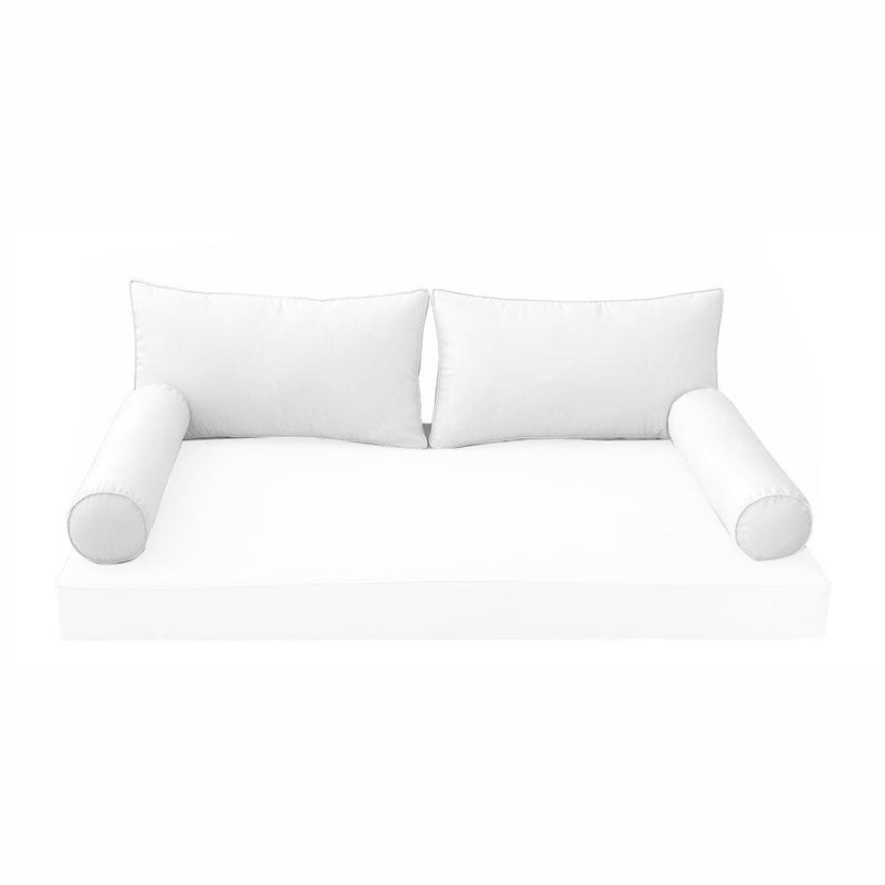 STYLE 2 Pillow & Bolster Cushion for Outdoor Indoor Daybed Porch Swing Bed Queen Size Piped Trim AD106 | COVERS ONLY |