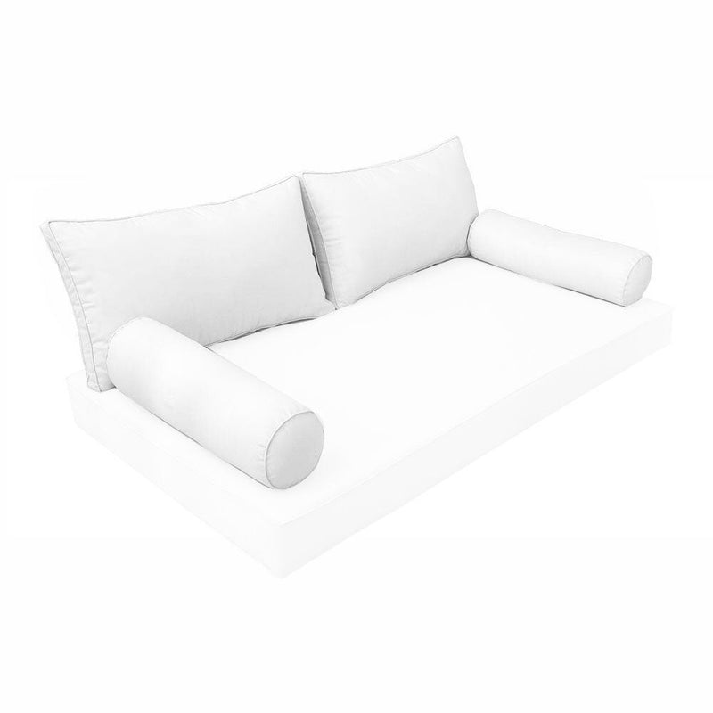 STYLE 2 Pillow & Bolster Cushion for Outdoor Indoor Daybed Porch Swing Bed Queen Size Piped Trim AD106 | COVERS ONLY |