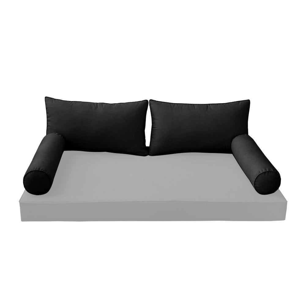 STYLE 2 Pillow & Bolster Cushion for Outdoor Indoor Daybed Porch Swing Bed Queen Size Piped Trim AD109 | COVERS ONLY |