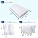 STYLE 2 - Mattress & Pillow Bolster Cushion for Outdoor Indoor Daybed Porch Swing Bed Piped Trim Queen Size AD104 | COVERS ONLY |