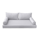 STYLE 2 - Mattress & Pillow Bolster Cushion for Outdoor Indoor Daybed Porch Swing Bed Piped Trim Queen Size AD105 | COVERS ONLY |