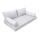 STYLE 2 - Mattress & Pillow Bolster Cushion for Outdoor Indoor Daybed Porch Swing Bed Piped Trim Queen Size AD105 | COVERS ONLY |