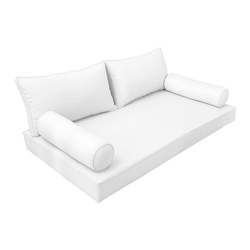 STYLE 2 - Mattress & Pillow Bolster Cushion for Outdoor Indoor Daybed Porch Swing Bed Piped Trim Queen Size AD106 | COVERS ONLY |