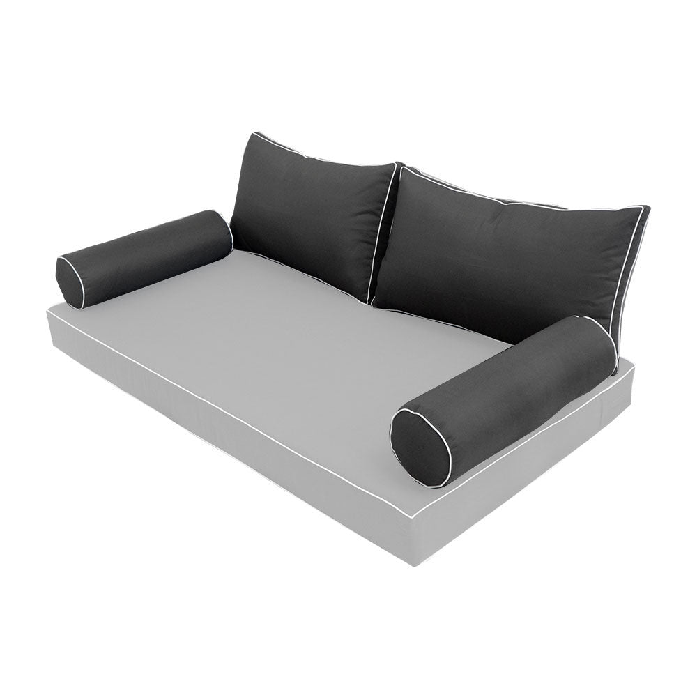 STYLE 2 pillow and bolster cushion set for daybeds, porch swings, or beds – indoor and outdoor use with durable knife-edge design. — cover only