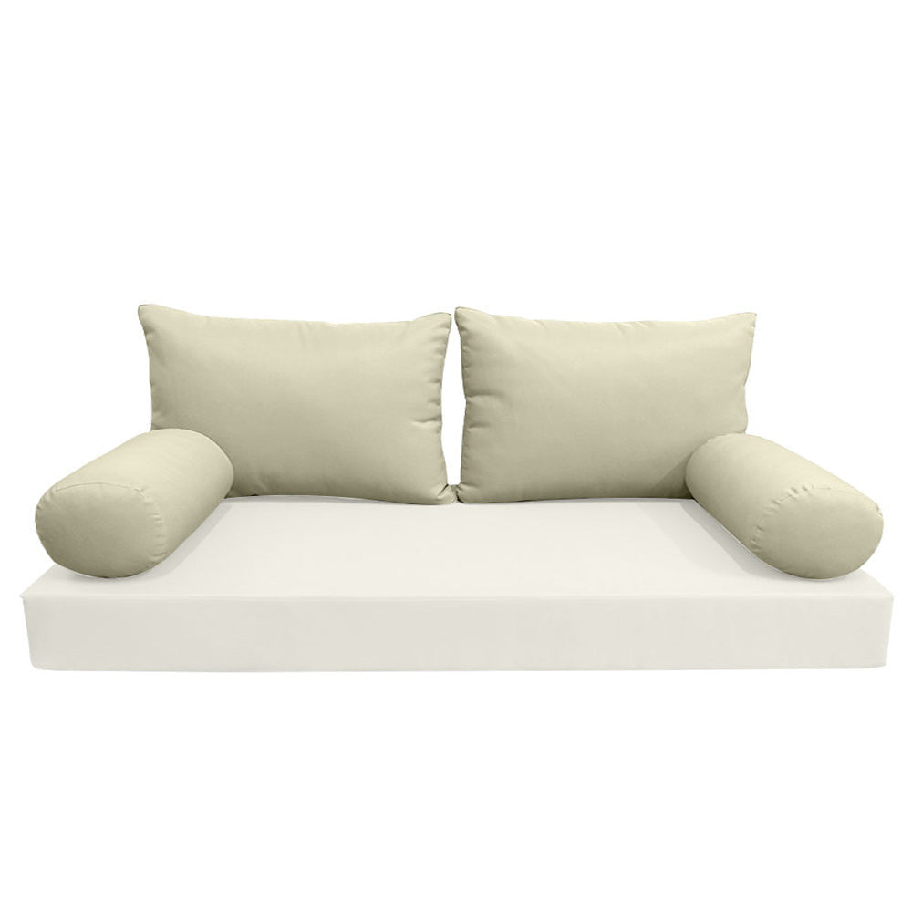 Modern outdoor daybed cushion set with two bolsters and two pillows, ideal for patio, porch, or indoor lounge spaces. — cover only