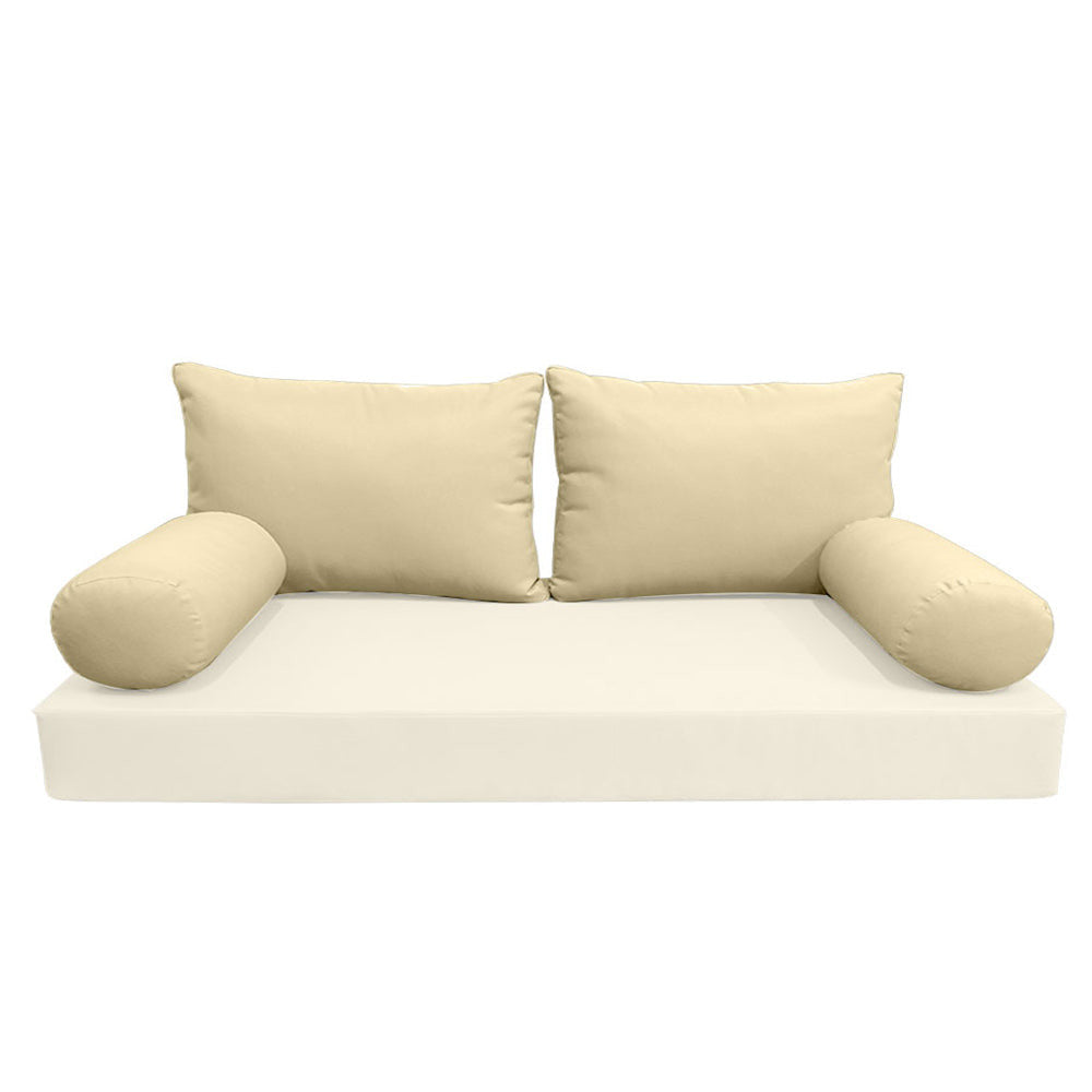 Modern outdoor daybed cushion set with two bolsters and two pillows, ideal for patio, porch, or indoor lounge spaces. — cover only