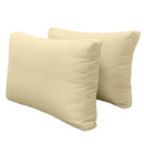 Five-piece pillow and bolster cushion set including seat cushion, two square back pillows, and two bolster pillows for indoor or outdoor seating