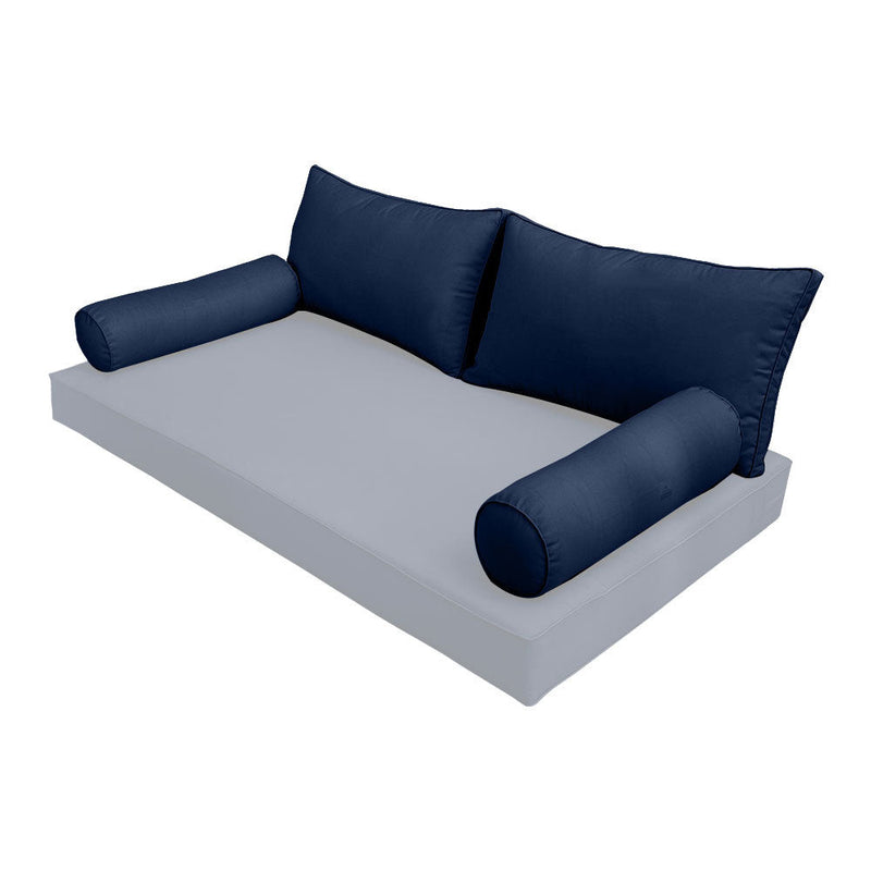STYLE 2 Pillow & Bolster Cushion for Outdoor Indoor Daybed Porch Swing Bed Twin Size Piped Trim AD101 | COVERS ONLY |