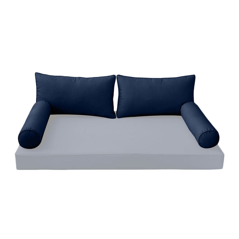 STYLE 2 Pillow & Bolster Cushion for Outdoor Indoor Daybed Porch Swing Bed Twin Size Piped Trim AD101 | COVERS ONLY |