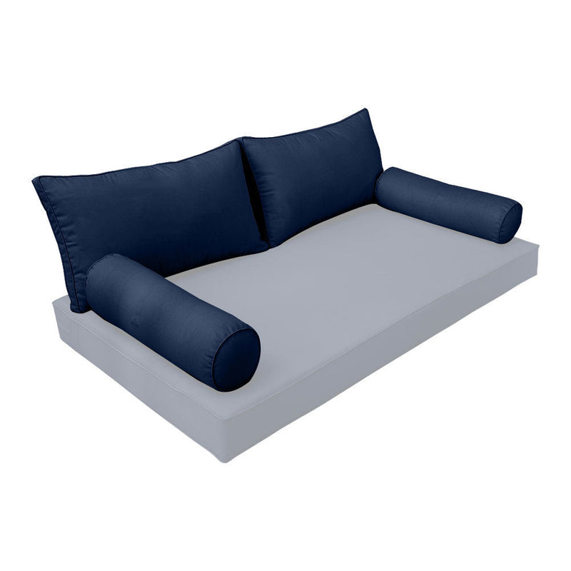 STYLE 2 Pillow & Bolster Cushion for Outdoor Indoor Daybed Porch Swing Bed Twin Size Piped Trim AD101 | COVERS ONLY |