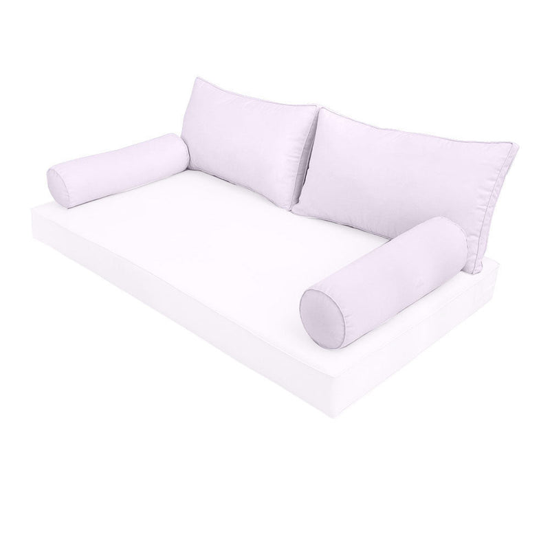 STYLE 2 Pillow & Bolster Cushion for Outdoor Indoor Daybed Porch Swing Bed Twin Size Piped Trim AD107 | COVERS ONLY |