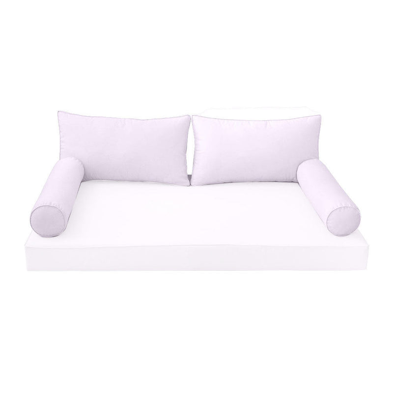 STYLE 2 Pillow & Bolster Cushion for Outdoor Indoor Daybed Porch Swing Bed Twin Size Piped Trim AD107 | COVERS ONLY |
