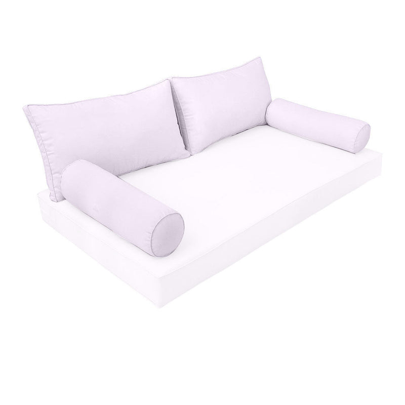 STYLE 2 Pillow & Bolster Cushion for Outdoor Indoor Daybed Porch Swing Bed Twin Size Piped Trim AD107 | COVERS ONLY |