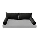 STYLE 2 Pillow & Bolster Cushion for Outdoor Indoor Daybed Porch Swing Bed Twin Size Piped Trim AD109 | COVERS ONLY |