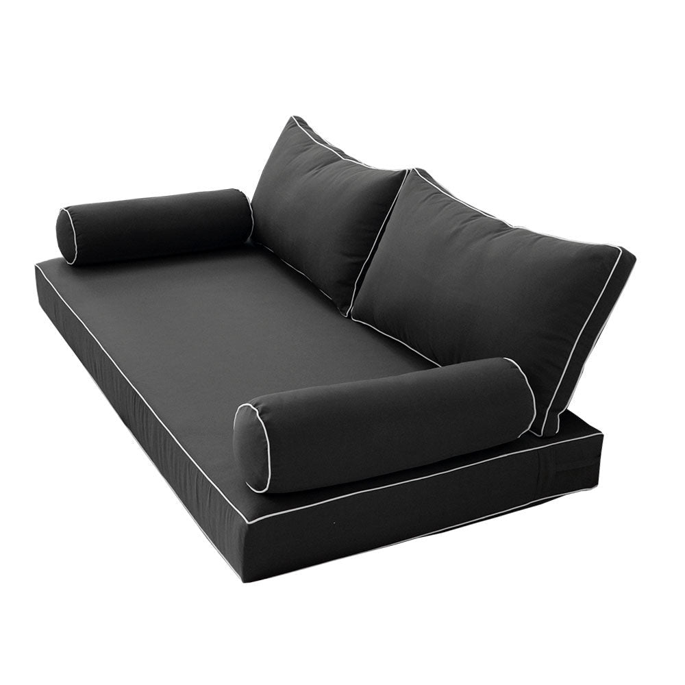 STYLE 2 pillow and bolster cushion set for daybeds, porch swings, or beds – indoor and outdoor use with durable knife-edge design. — cover only
