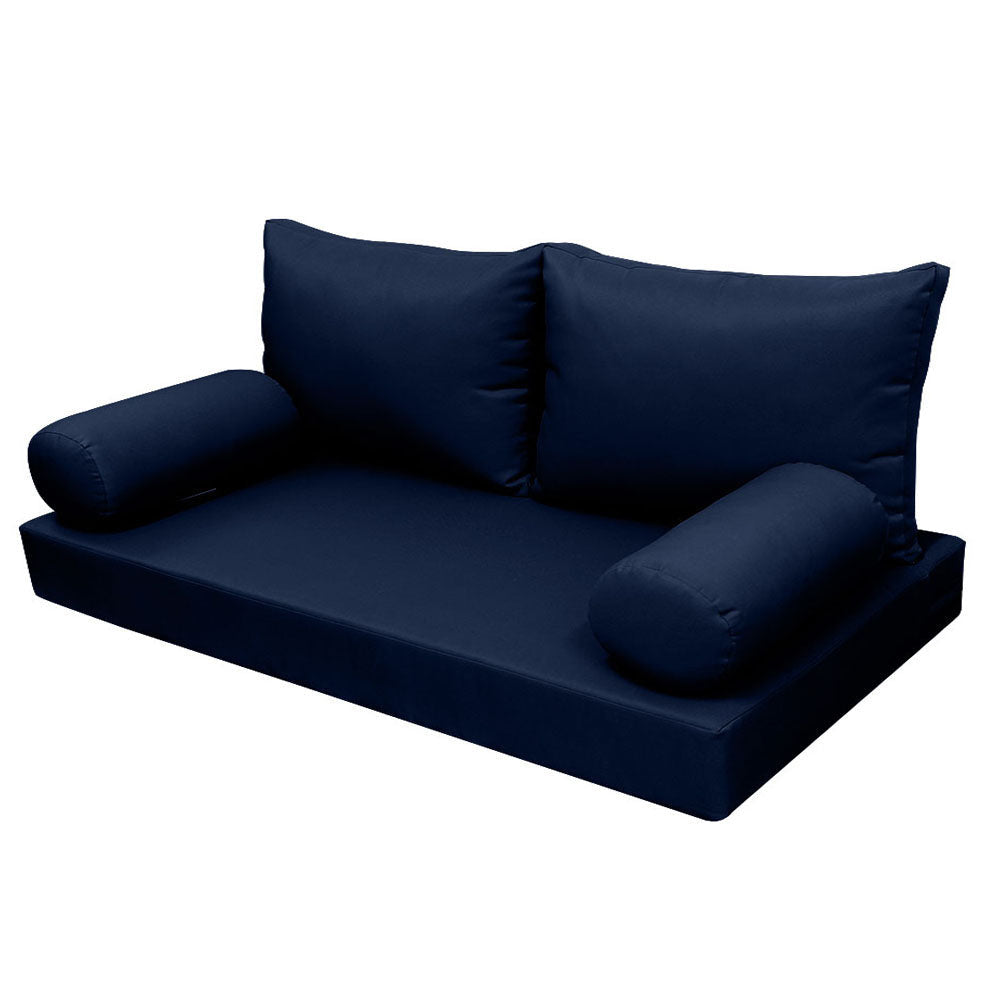 STYLE 2 - Mattress & Pillow Bolster Cushion for Outdoor Indoor Daybed Porch Swing Bed Knife Edge Twin Size AD101 | COVERS ONLY |