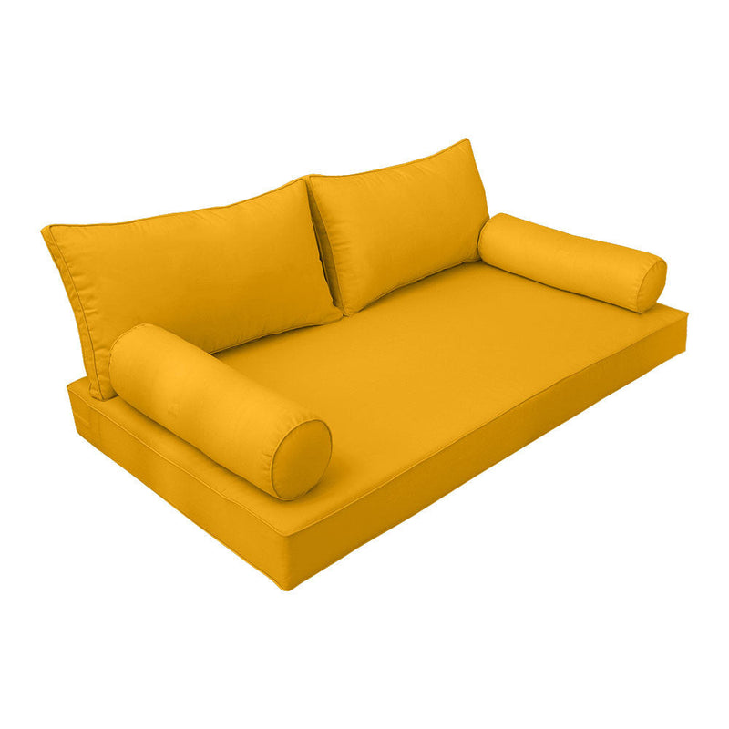 STYLE 2 - Mattress & Pillow Bolster Cushion for Outdoor Indoor Daybed Porch Swing Bed Piped Trim Twin Size AD108 | COVERS ONLY |