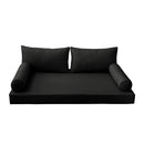 STYLE 2 - Mattress & Pillow Bolster Cushion for Outdoor Indoor Daybed Porch Swing Bed Piped Trim Twin Size AD109 | COVERS ONLY |
