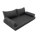 Elegant cushion and bolster set featuring refined craftsmanship and knife-edge detailing, designed for versatile indoor and outdoor comfort.